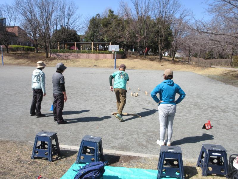 今日も楽しいモルックです。がんばれ