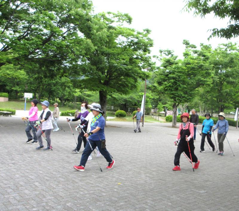 しっかりポールを押します