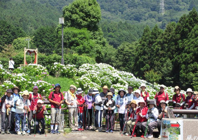 風のつり橋の欄干で
