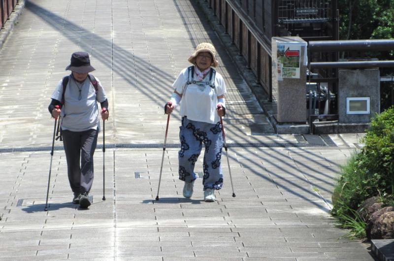 風のつり橋を渡って戻る