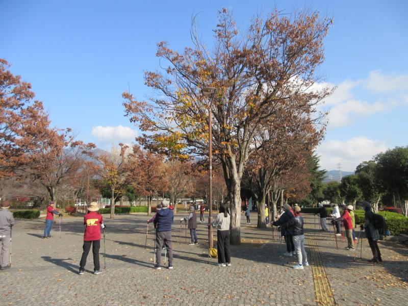 青空の下で準備運動