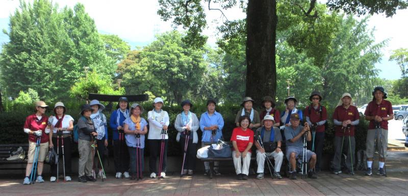 文化会館前の木立の下